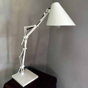 Vintage Off White CB2 Table Lamp Heavy Base Articulated Pixar Table Lamp
